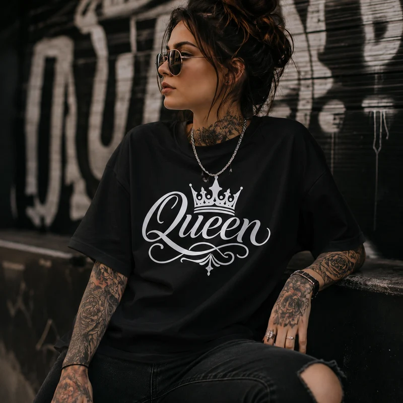 Statement Queen Krone T-Shirt Shirt Frontprint & Backprint | Unisex