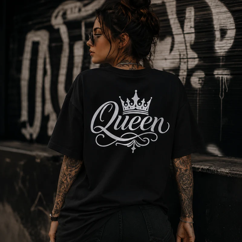 Statement Queen Krone T-Shirt Shirt Frontprint & Backprint | Unisex