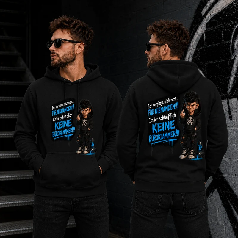 Badass Chibi Hoodie „Keine Büroklammer“ – Front- oder Backprint | Unisex