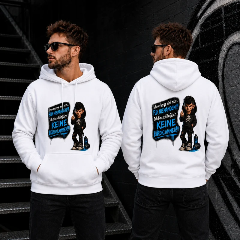 Badass Chibi Hoodie „Keine Büroklammer“ – Front- oder Backprint | Unisex