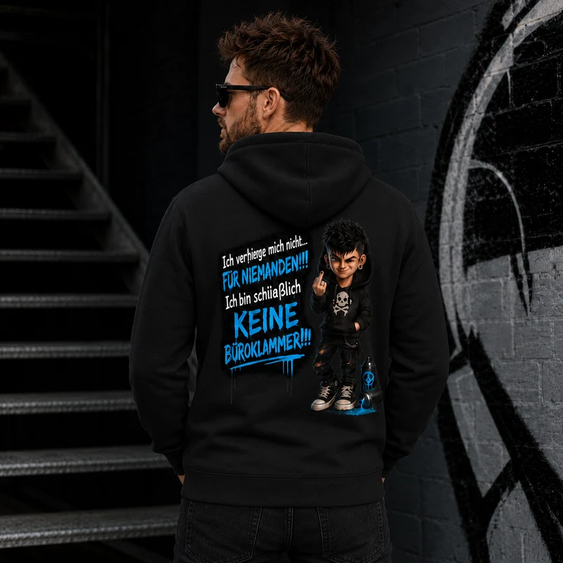 Badass Chibi Hoodie „Keine Büroklammer“ – Front- oder Backprint | Unisex