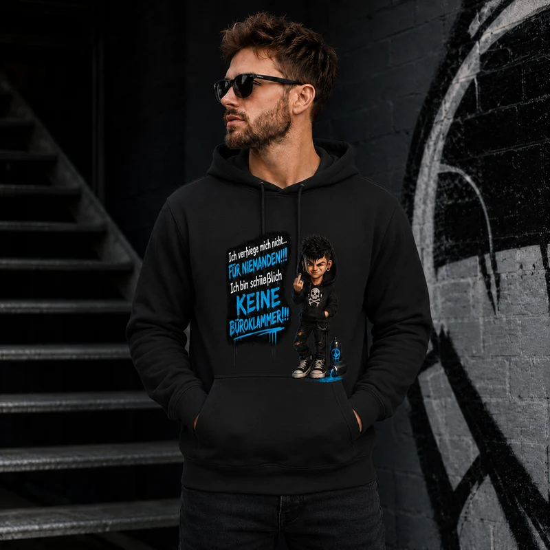Badass Chibi Hoodie „Keine Büroklammer“ – Front- oder Backprint | Unisex