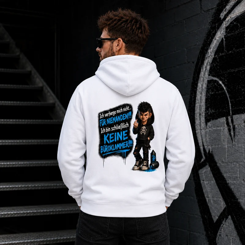 Badass Chibi Hoodie „Keine Büroklammer“ – Front- oder Backprint | Unisex