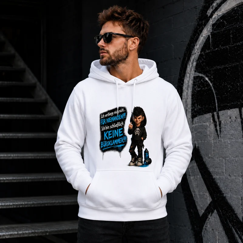 Badass Chibi Hoodie „Keine Büroklammer“ – Front- oder Backprint | Unisex