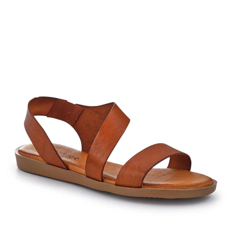 Elasticated Leather Sandals - PERSI41000 / 327 542 - Tan