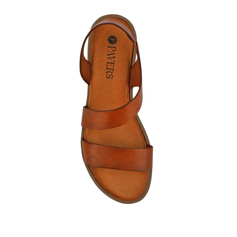 Elasticated Leather Sandals - PERSI41000 / 327 542 - Tan