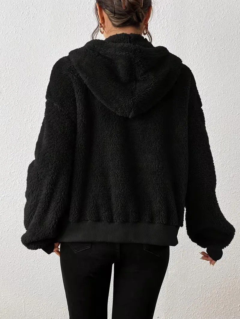 Keriana – Lässige, Warme Kapuzen Jacke Aus Flauschigem Fell