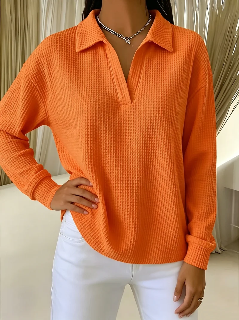 Nastya - Elegantes Hemd Mit Waffelmuster Und Polokragen