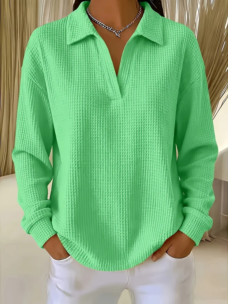 Nastya - Elegantes Hemd Mit Waffelmuster Und Polokragen