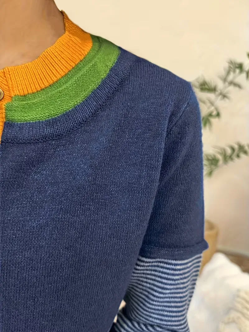 Lokina – Gestreifter Strickpullover im Farbe-Block-Schau