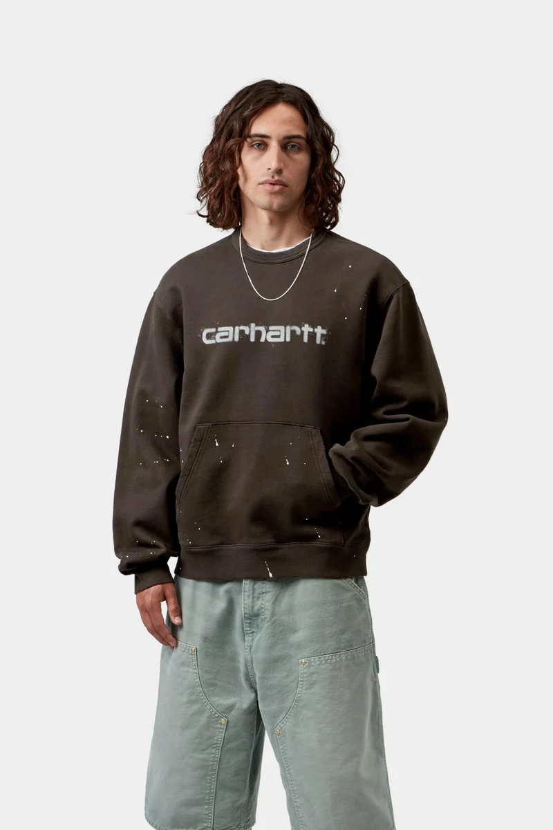 Carhartt WIP Herren-Sweatshirt „Maler“ | Tabak-Zerstörungs-Waschspritzer