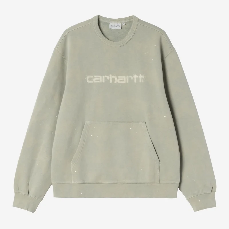 Carhartt WIP Herren-Sweatshirt „Maler“ | Schattiges Grün, Destroy Wash Splatter