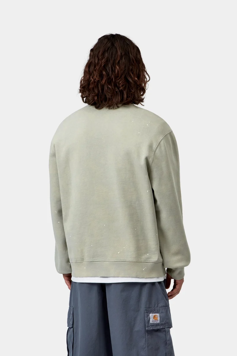 Carhartt WIP Herren-Sweatshirt „Maler“ | Schattiges Grün, Destroy Wash Splatter