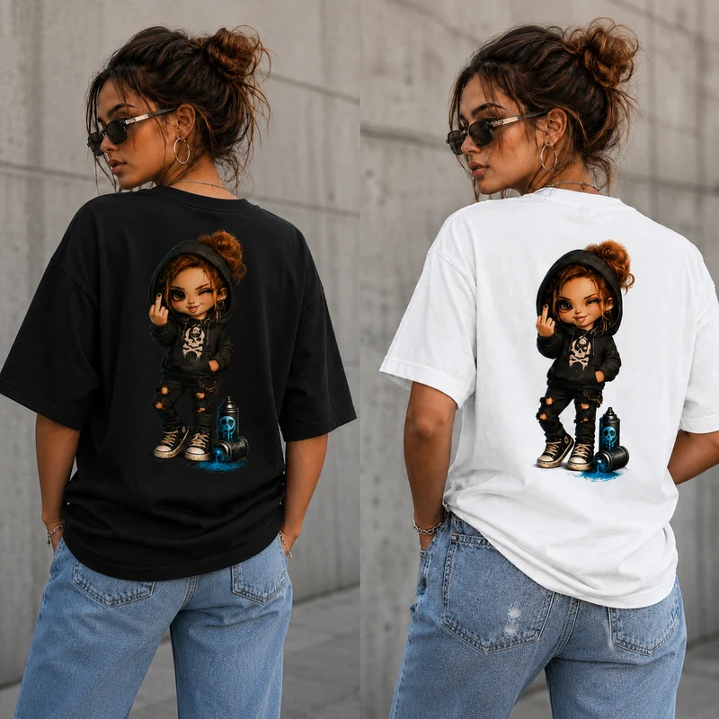 Badass Chibi Girl T-Shirt | Frontprint & Backprint | Unisex