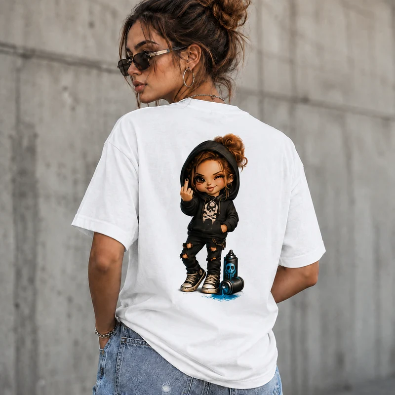 Badass Chibi Girl T-Shirt | Frontprint & Backprint | Unisex