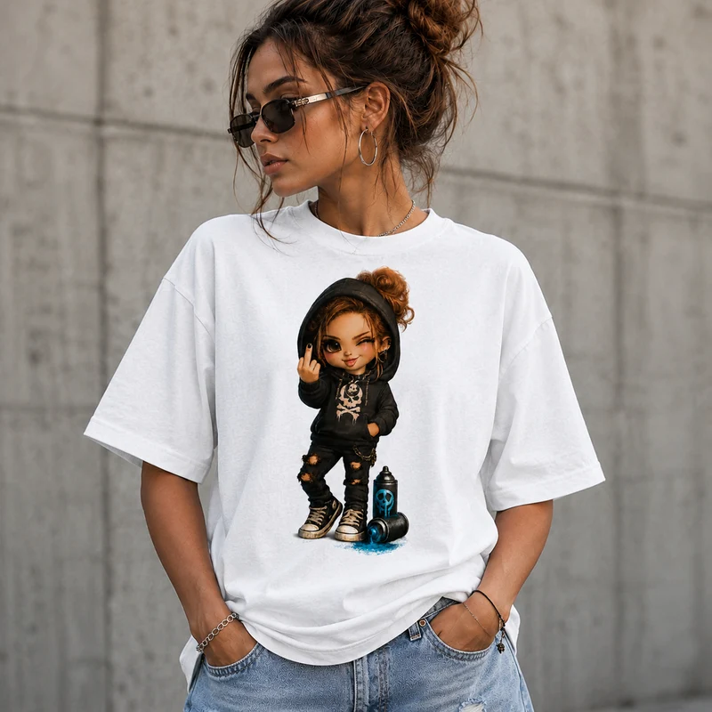 Badass Chibi Girl T-Shirt | Frontprint & Backprint | Unisex