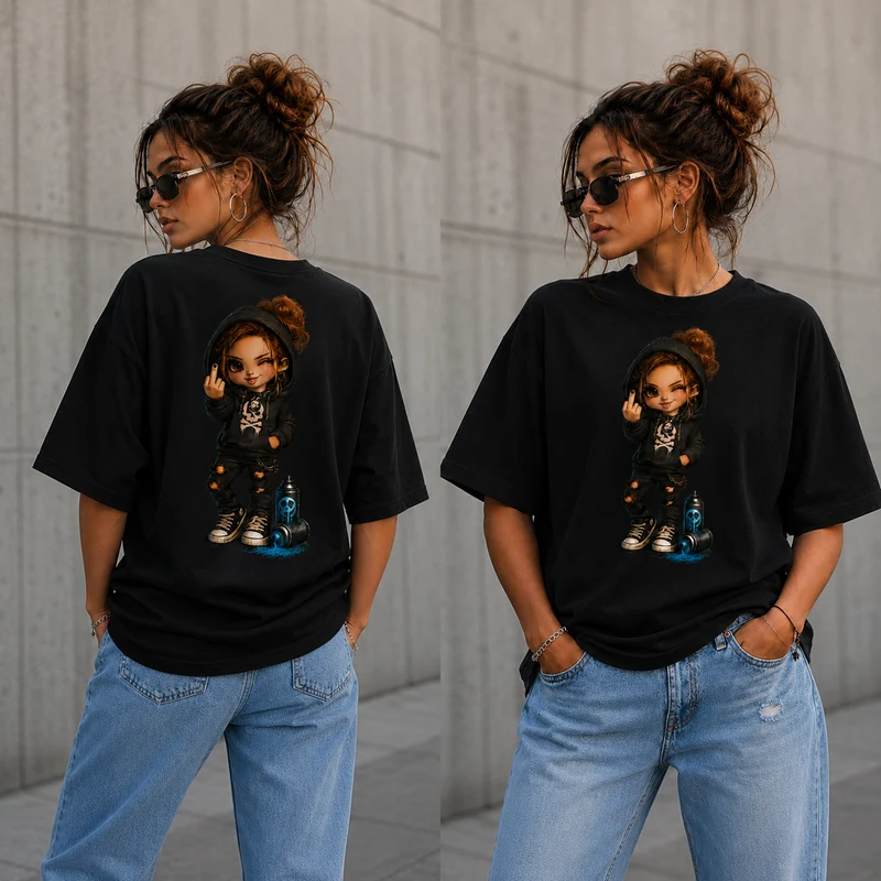 Badass Chibi Girl T-Shirt | Frontprint & Backprint | Unisex