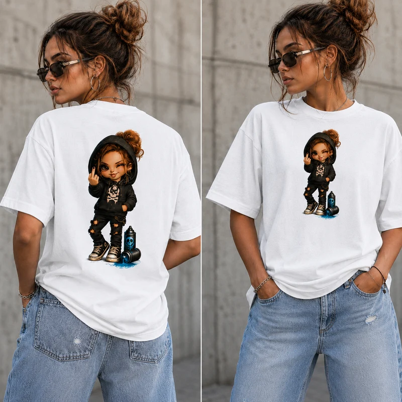 Badass Chibi Girl T-Shirt | Frontprint & Backprint | Unisex