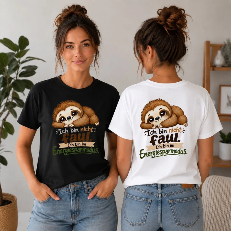 Statement Shirt "Ich bin nicht faul - ich bin im Energiesparmodus“ Faultier