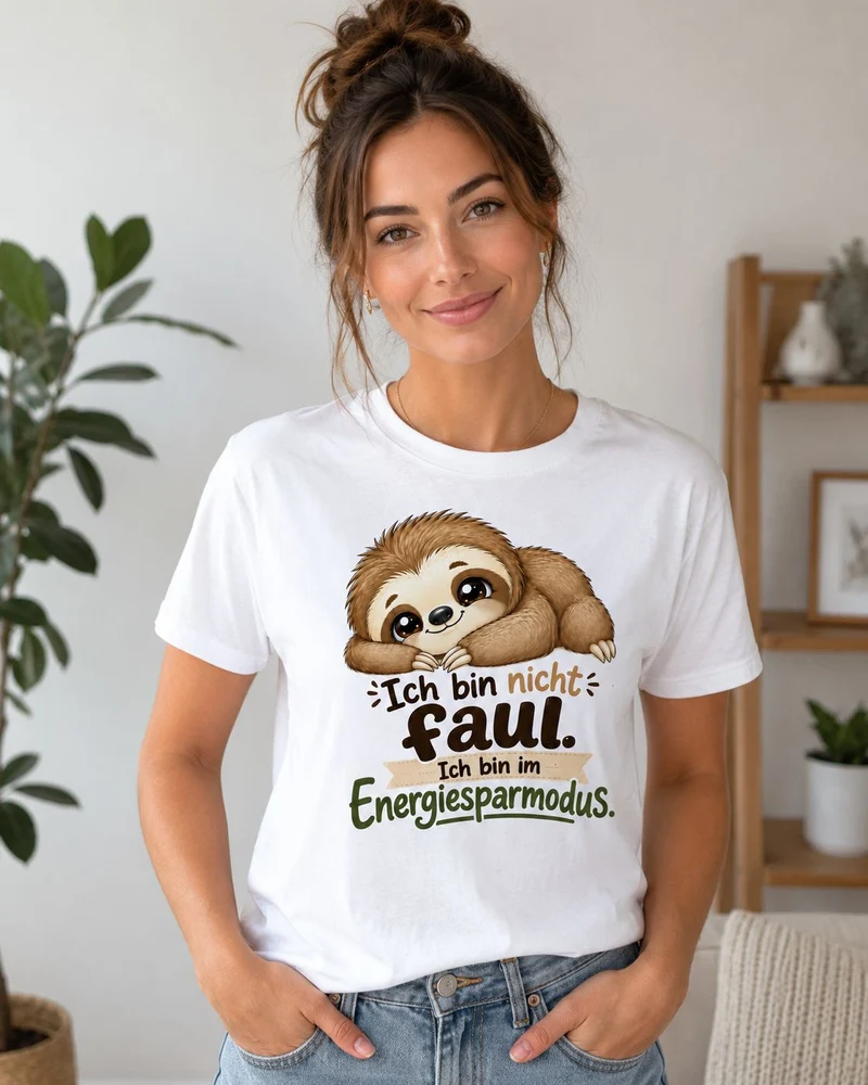 Statement Shirt "Ich bin nicht faul - ich bin im Energiesparmodus“ Faultier