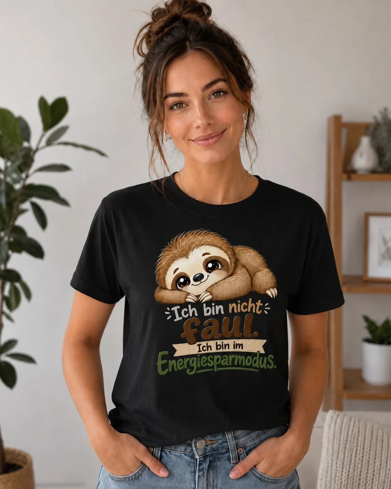 Statement Shirt "Ich bin nicht faul - ich bin im Energiesparmodus“ Faultier