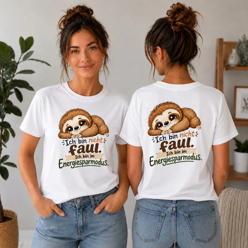 Statement Shirt "Ich bin nicht faul - ich bin im Energiesparmodus“ Faultier