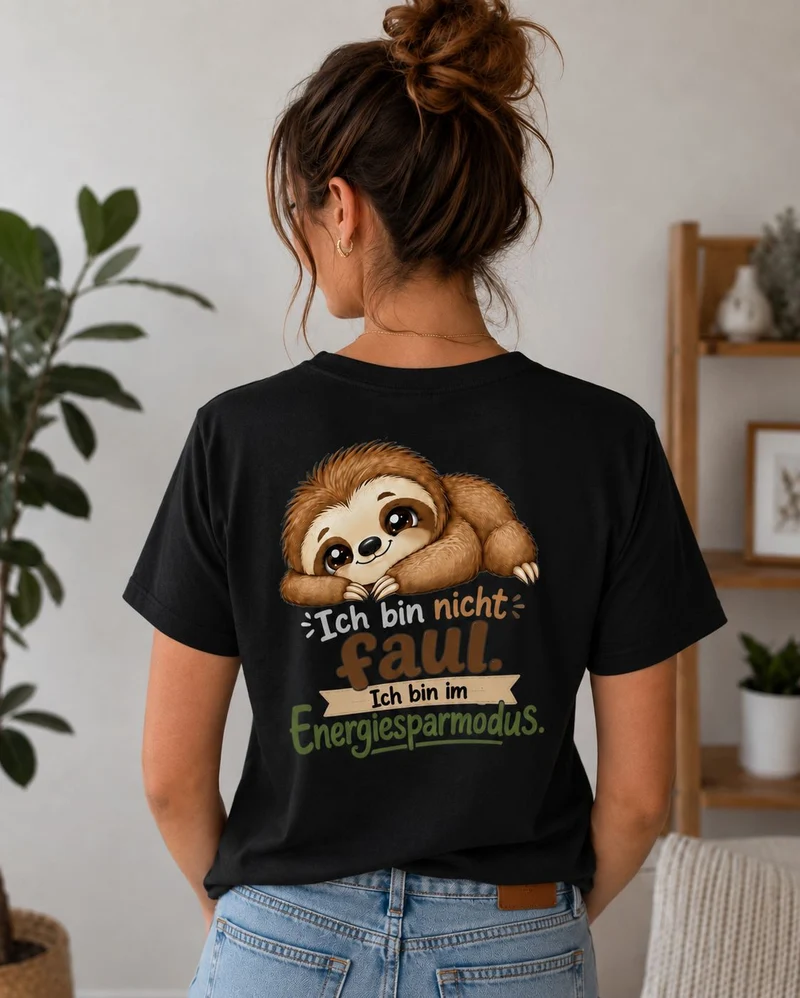 Statement Shirt "Ich bin nicht faul - ich bin im Energiesparmodus“ Faultier