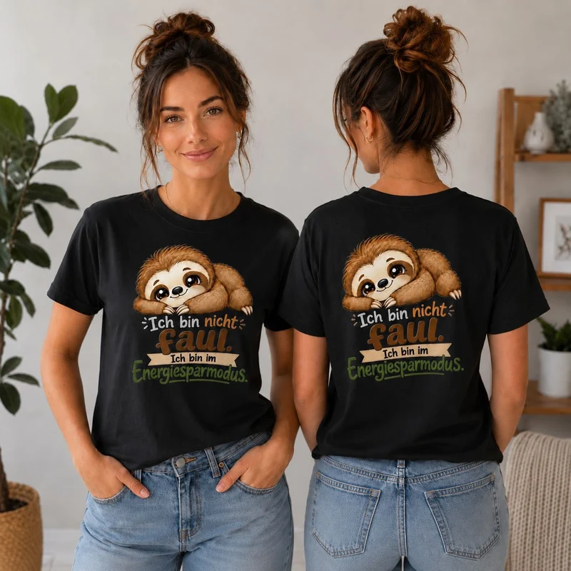 Statement Shirt "Ich bin nicht faul - ich bin im Energiesparmodus“ Faultier
