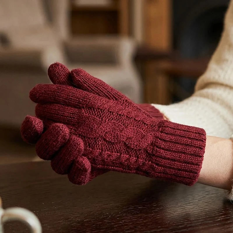 Warm Cable Knit Gloves - SISK44002 / 329 899 - Cherry