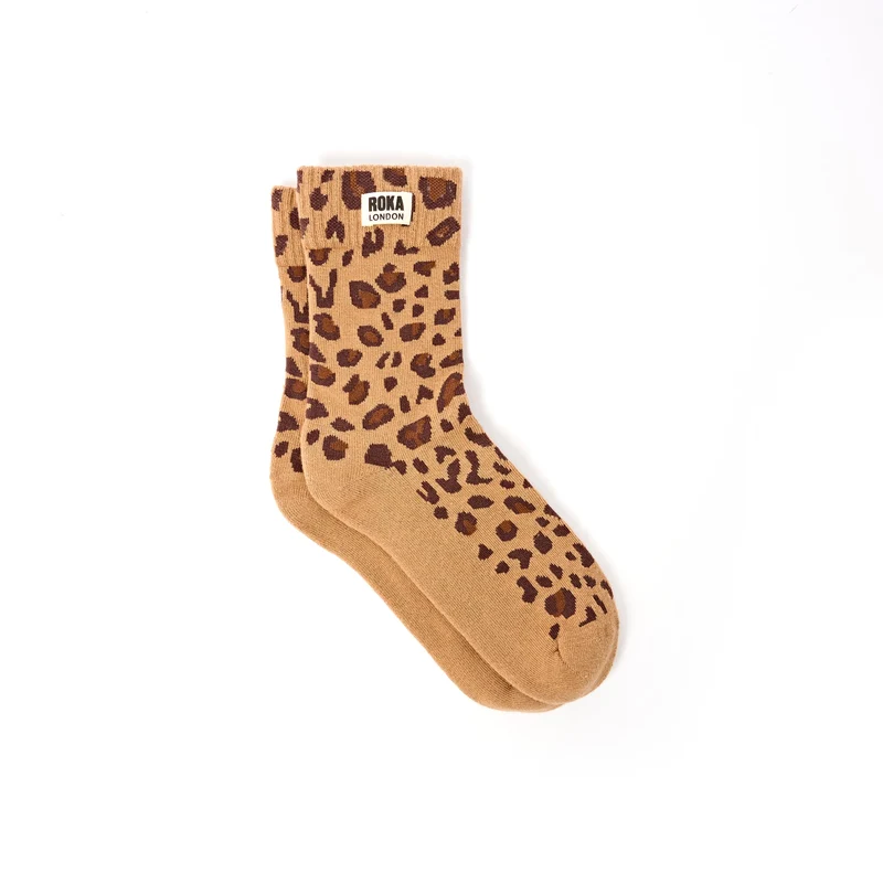 ROKA Wimbledon Bio-Baumwollsocken | Savannah Leopard Sand