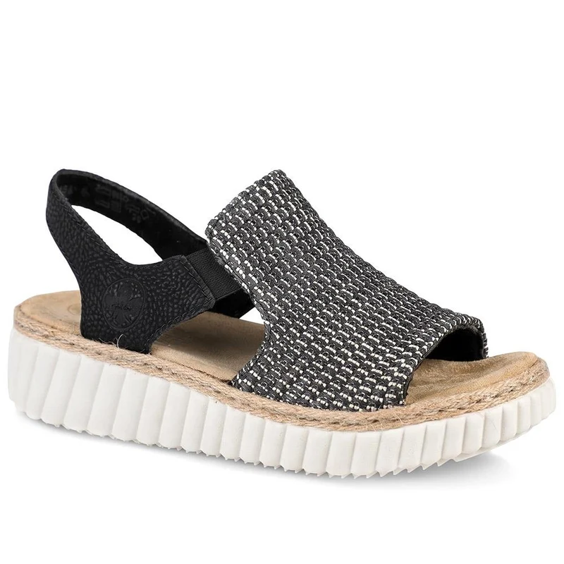 Rieker Extra Wide Antistress Slip On Sandals - RKR43082 / 330 733 - Black Multi