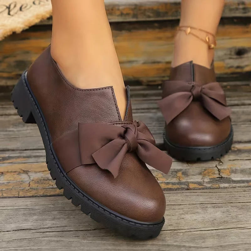 Nargiza - Elegante Loafer Mit Schleife Runder Zehenpartie Und Klobiger Sohle