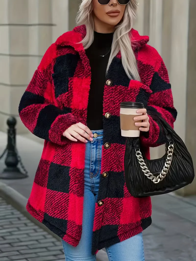 Zariana – Plüschjacke Mit Kariertem Muster im Grenzüberschreitend-Stil