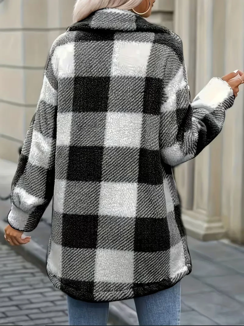 Zariana – Plüschjacke Mit Kariertem Muster im Grenzüberschreitend-Stil