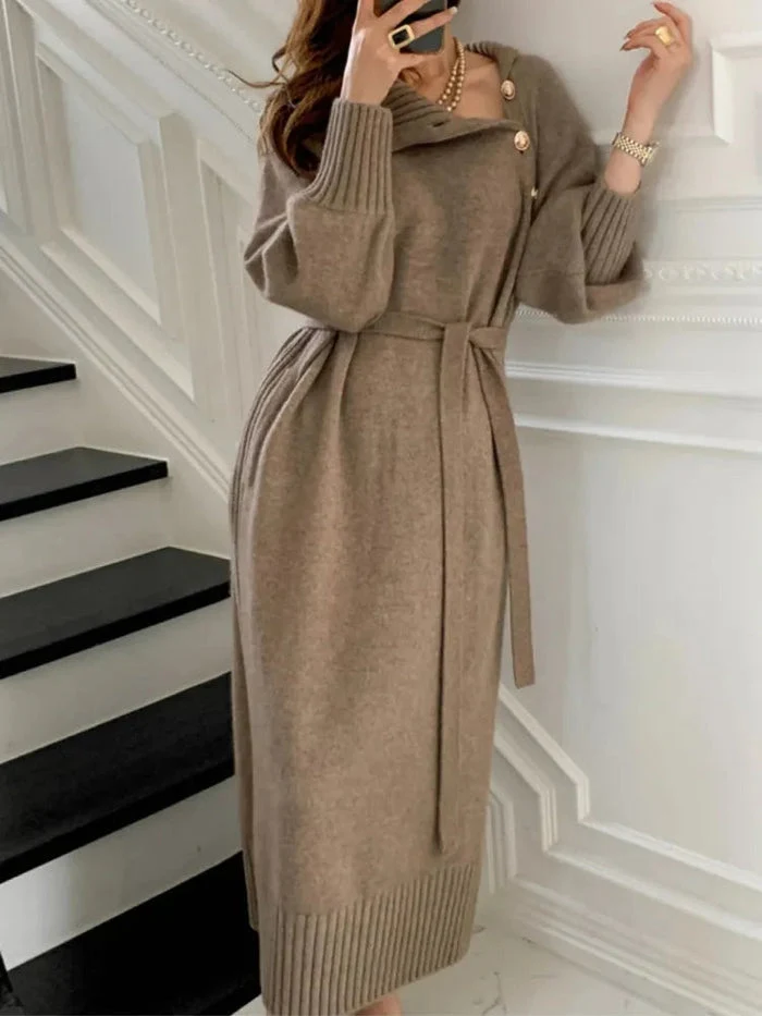 Nassra - Elegantes Rollkragen Kleid