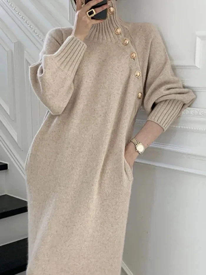 Nassra - Elegantes Rollkragen Kleid