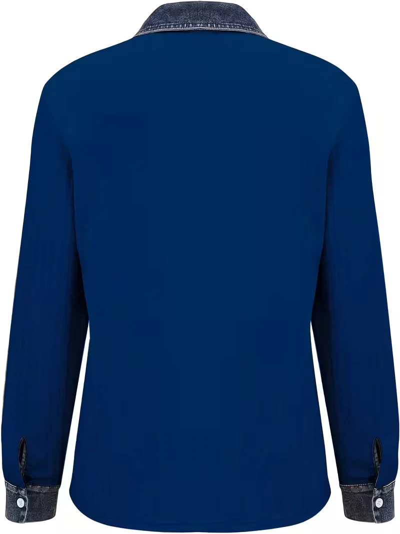 Eryna – Langärmliges Shirt mit Zopfmuster und Jeanskragen