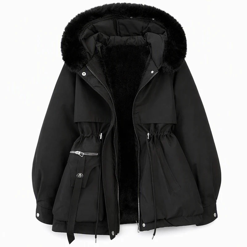 Wenqing – Winterjacke Mit Kapuze Aus Kunstfell