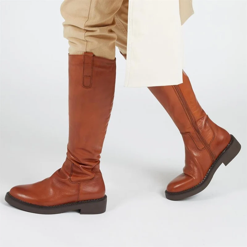 Sebastiana Leather Knee High Boots - SEBASTIANA / 322 840 - Tan