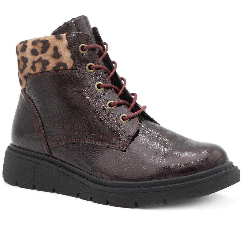 Wide Fit Patent Ankle Boots - WBINS40147 / 326 114