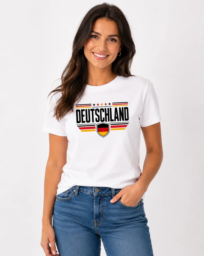 Deutschland T-Shirt Unisex – Fan-Shirt mit Frontprint und Deutschlandfarben