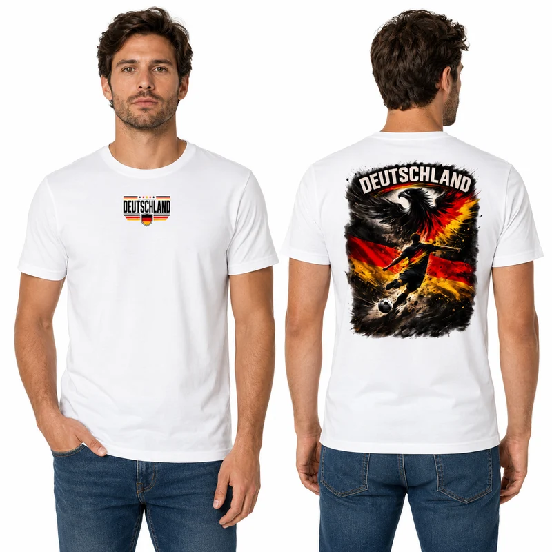 Deutschland T-Shirt Unisex – Fußball Fan-Shirt mit Front- und Backprint