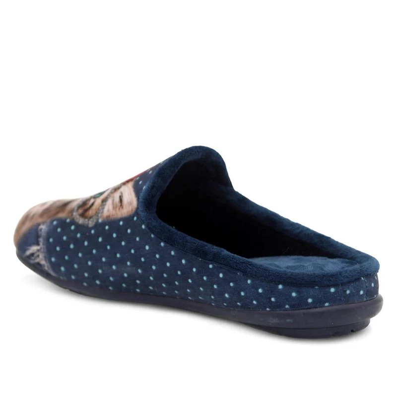 Cat Print Luxury Mule Slippers - RELAX44000 / 330 192 - Navy