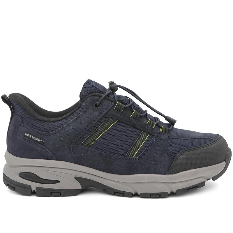 Wide Fit Rugged Lace Up Walking Trainers - BOJIE44007 / 330 293 - Navy