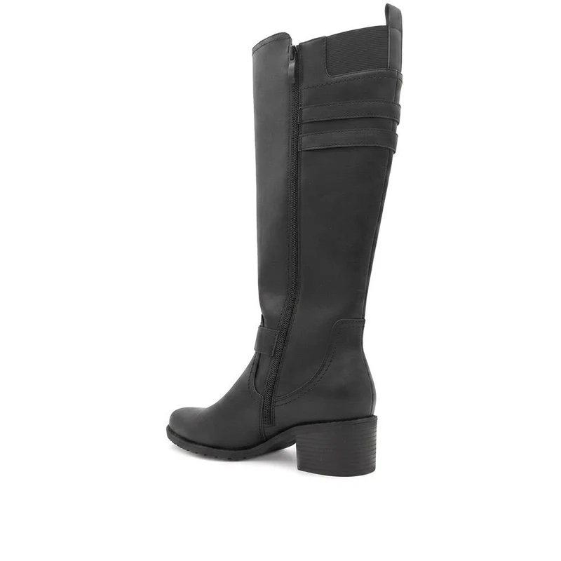 Buckle Detail Zip Fasten Long Boots - WOIL44057 / 329 986 - Black