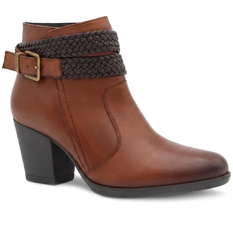 Bellissimo Leather Woven Strap Detail Ankle Boots - BELRNB44007 / 330 081