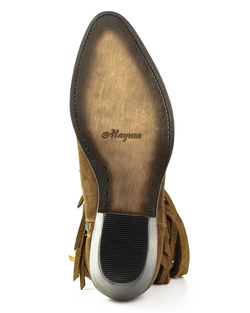 Cowboy Country und Western Damen-Stiefeletten mit Fransen 2374 Braunes Wildleder