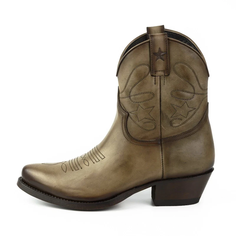 Cowboy Country und Western Damen Stiefeletten 2374 Beige Leder