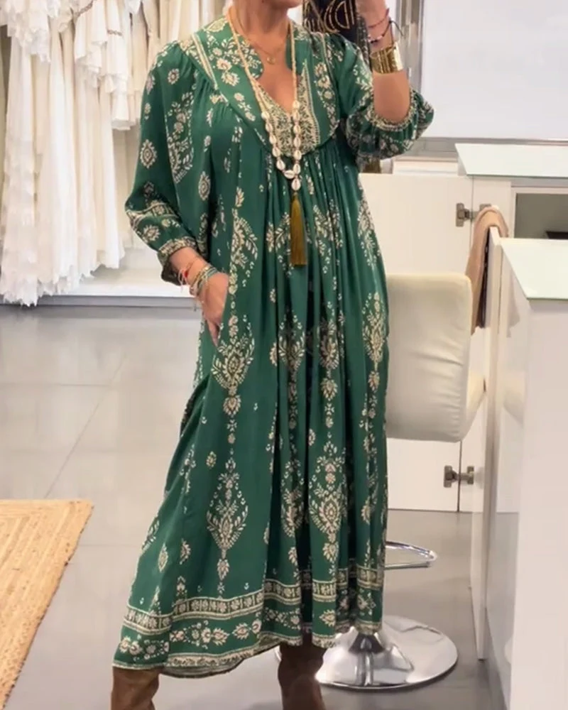 Zonia – Lässiges Bedrucktes Kleid Mit Taschen