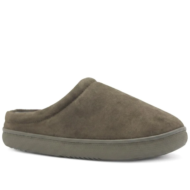 Luxury Leather Mule Slippers - QING44009 / 330 339 - Olive